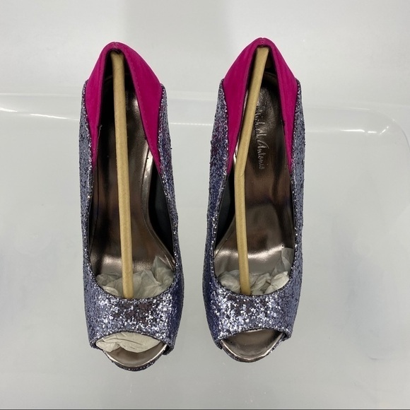 Michael Antonio glitter color block peep toe heel - Picture 5 of 9